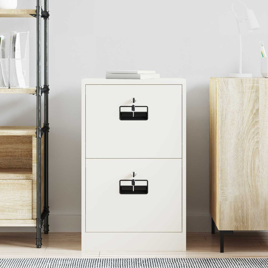 Bestandenkast Met Lade 44 X 50 X 106,5 Cm Koudgewalst Staal Wit
