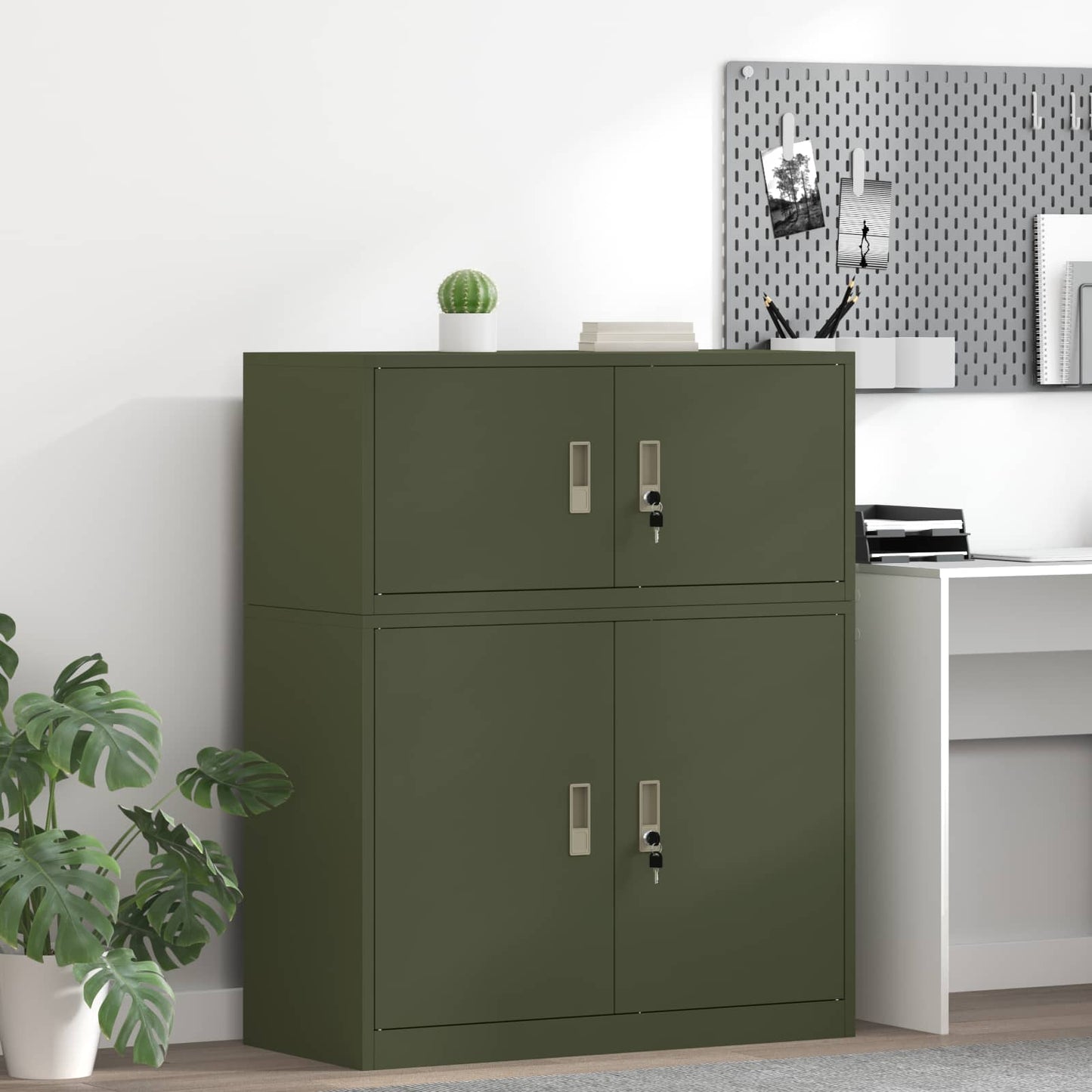 Opbergkast Olijf Groen 90 x 40 x 40 cm Koudgewalst Staal