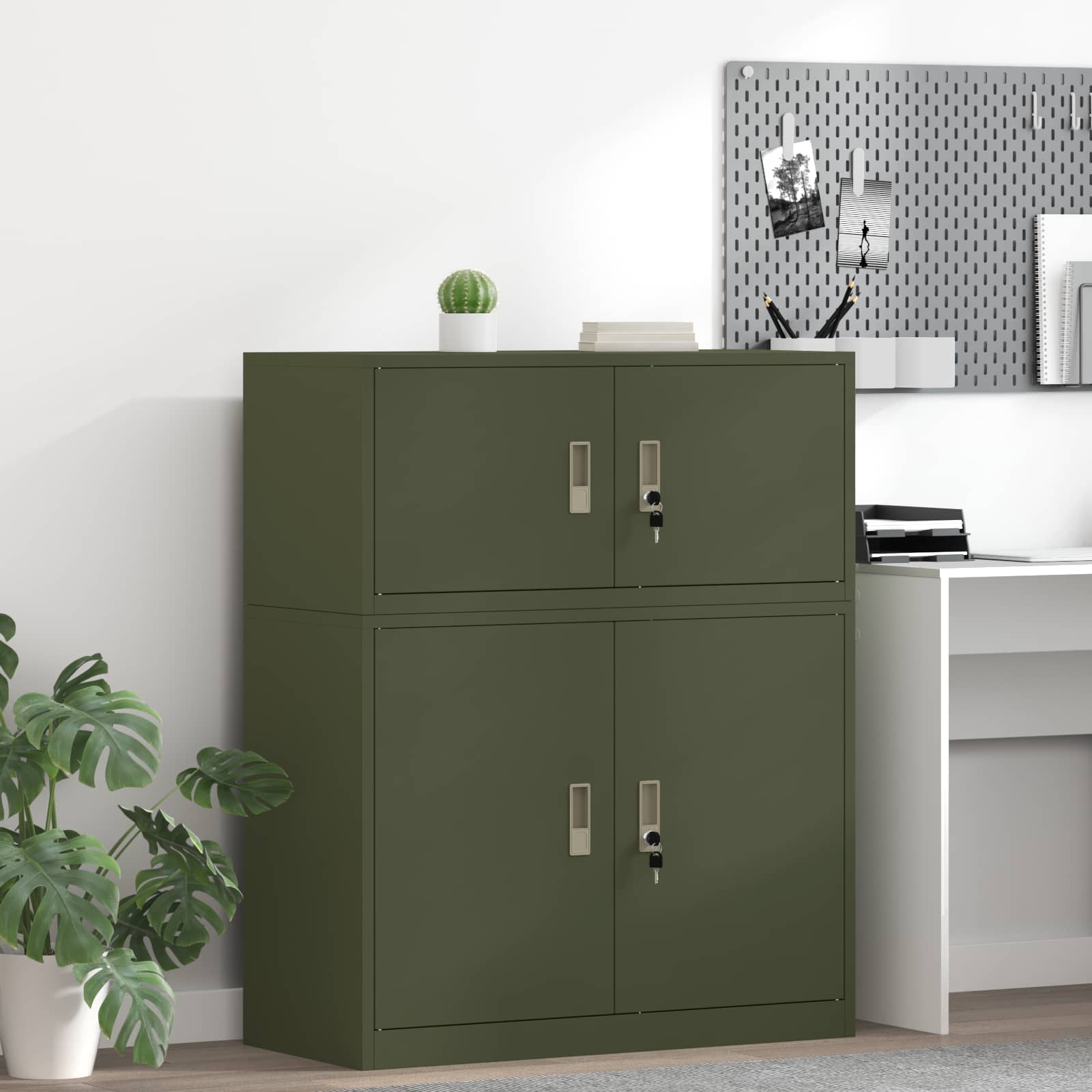 Opbergkast Olijf Groen 90 x 40 x 40 cm Koudgewalst Staal