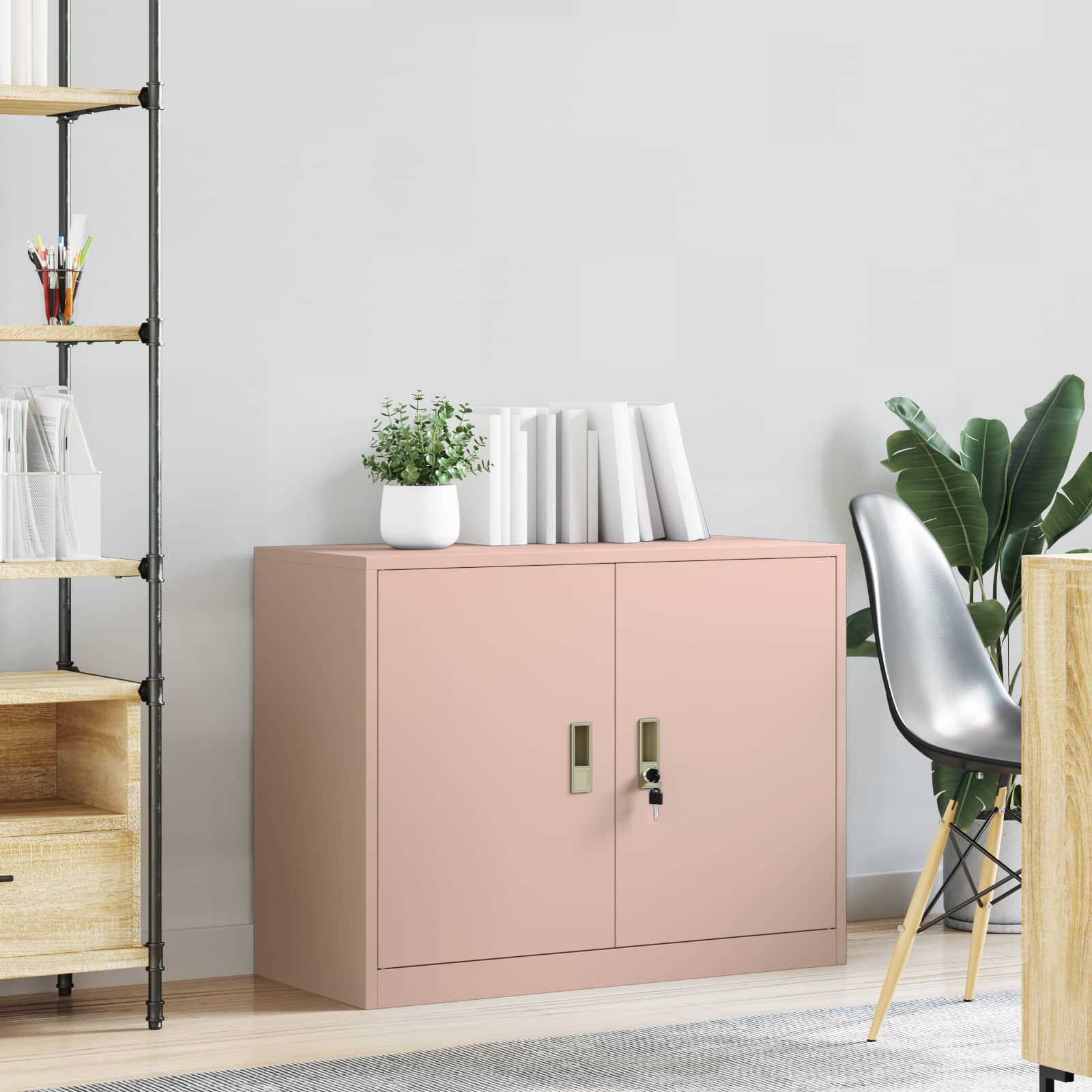 Opbergkast met opslag Roze 90 x 40 x 70 cm Koudgewalst Staal
