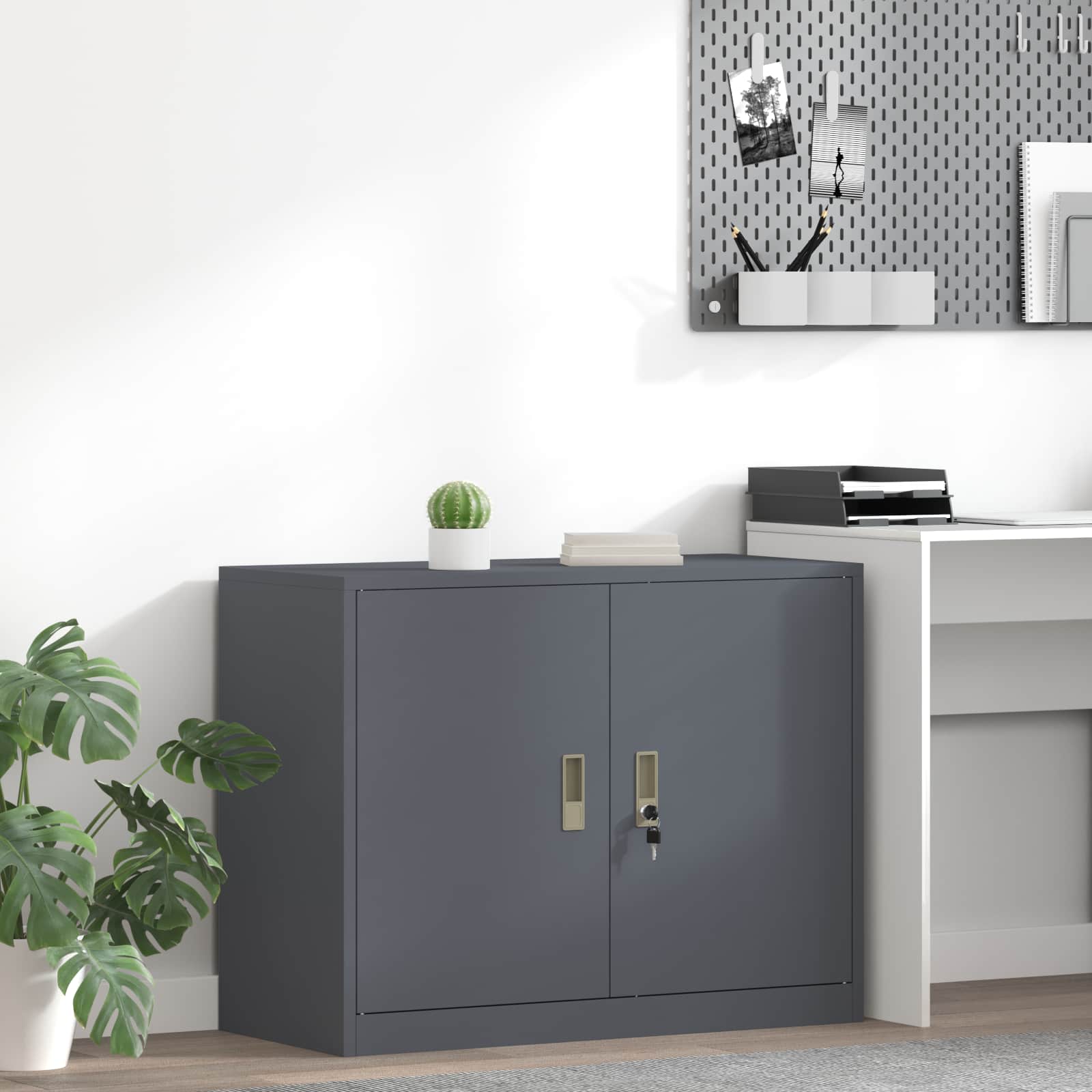 Opbergkast Antraciet 90 x 40 x 70 cm Koudgewalst Staal