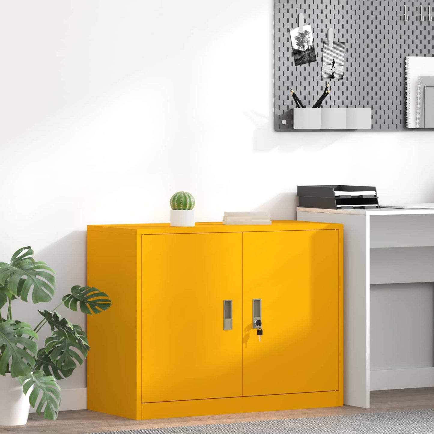 Opbergkast Mosterdgeel 90 x 40 x 70 cm Koudgewalst Staal