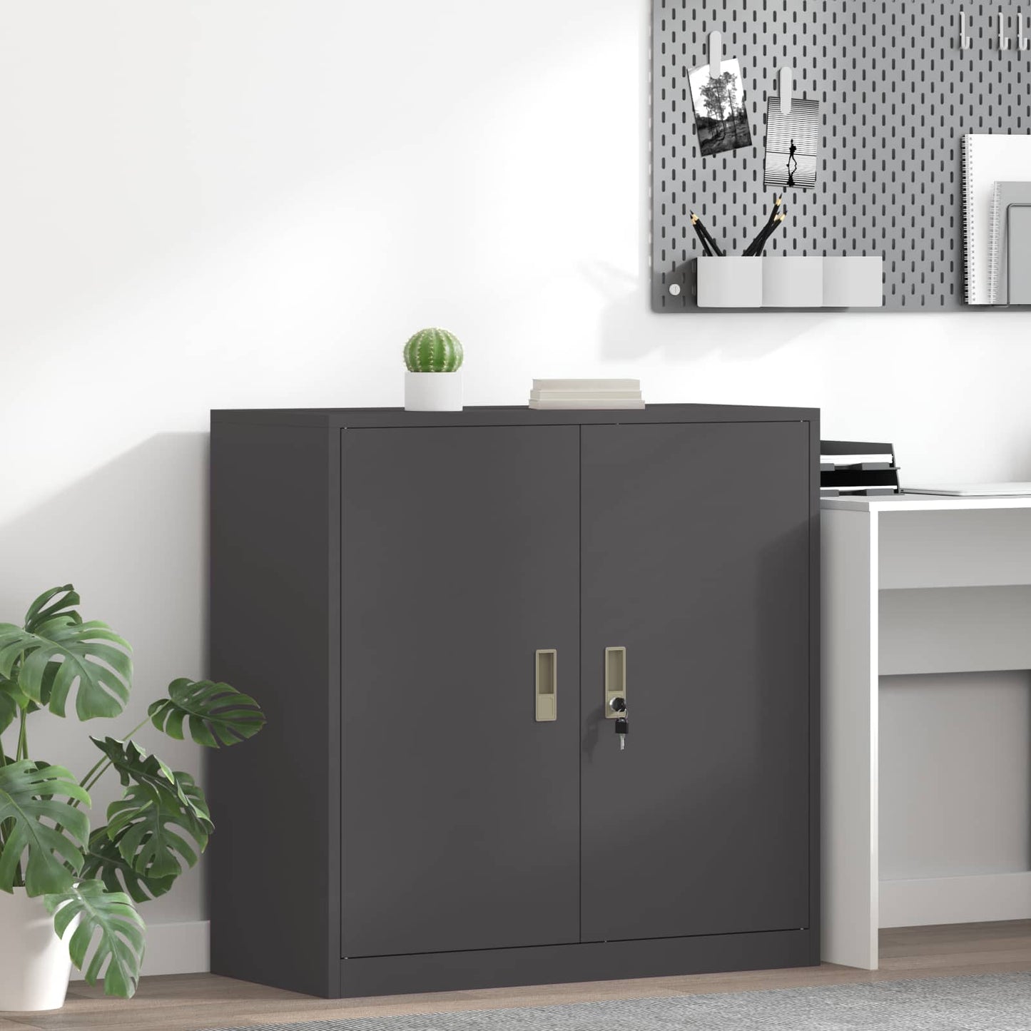 Opbergkast met opslag Zwart 90 x 40 x 90 cm Koudgewalst Staal