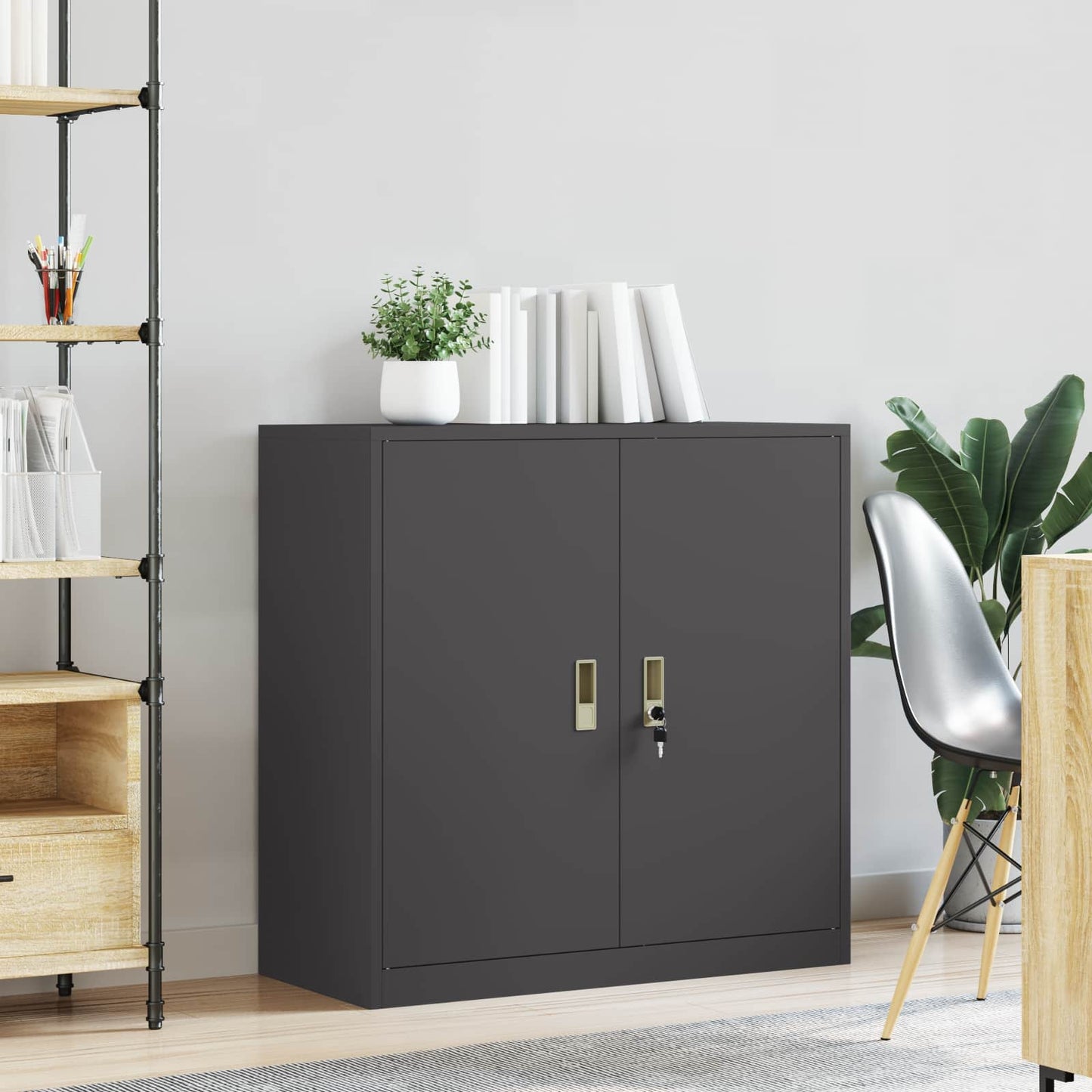 Opbergkast met opslag Zwart 90 x 40 x 90 cm Koudgewalst Staal
