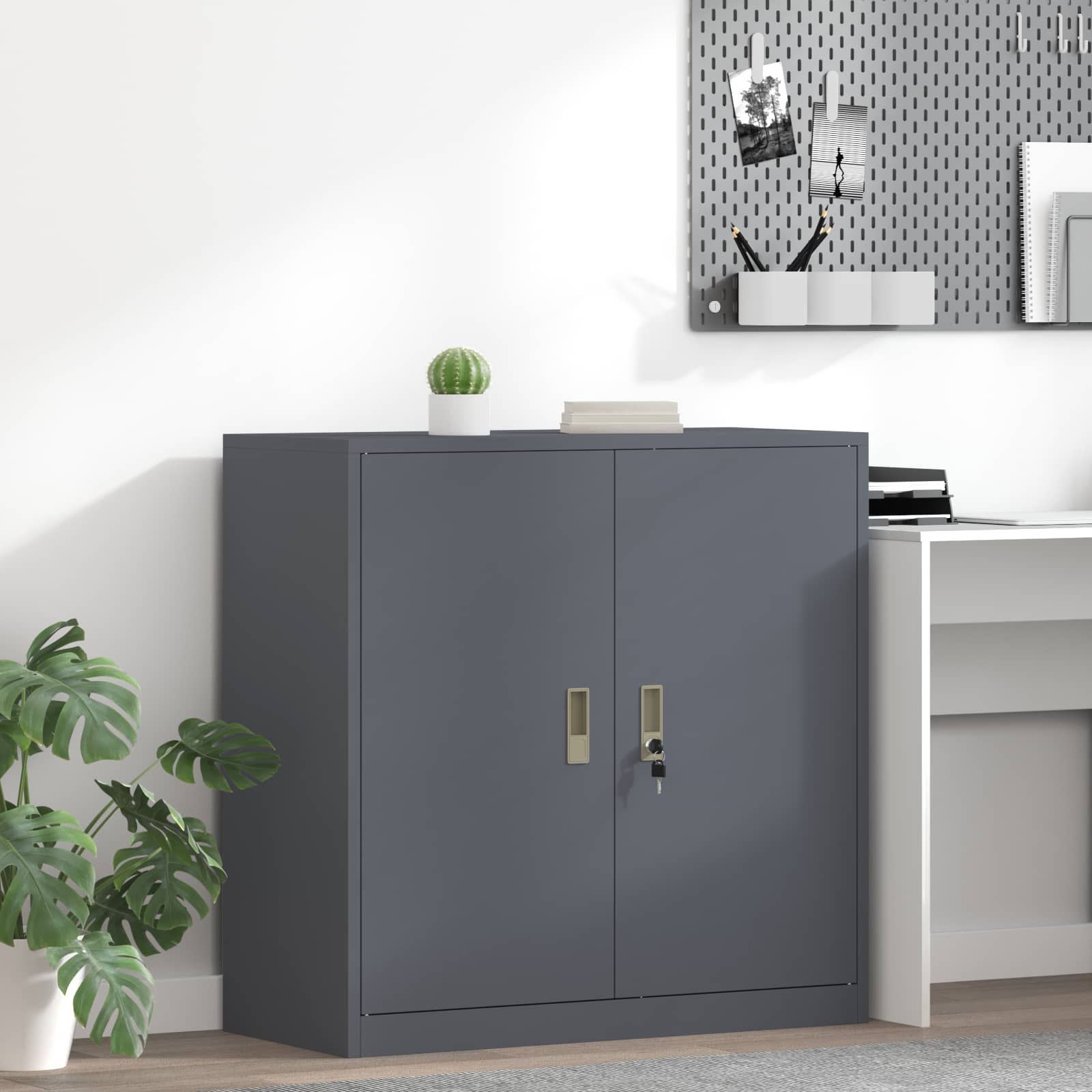 Opbergkast Antraciet 90 x 40 x 90 cm Koudgewalst Staal