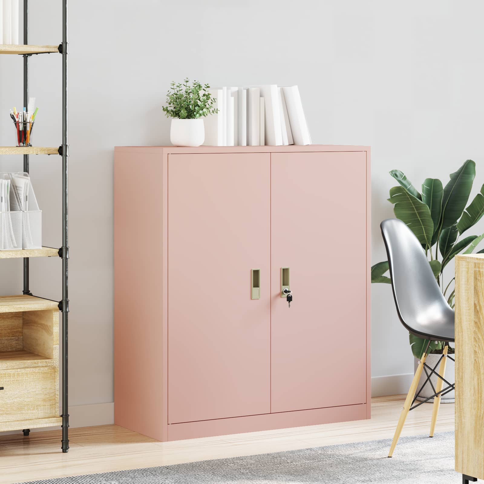 Opbergkast met opslag Roze 90 x 40 x 105 cm Koudgewalst Staal