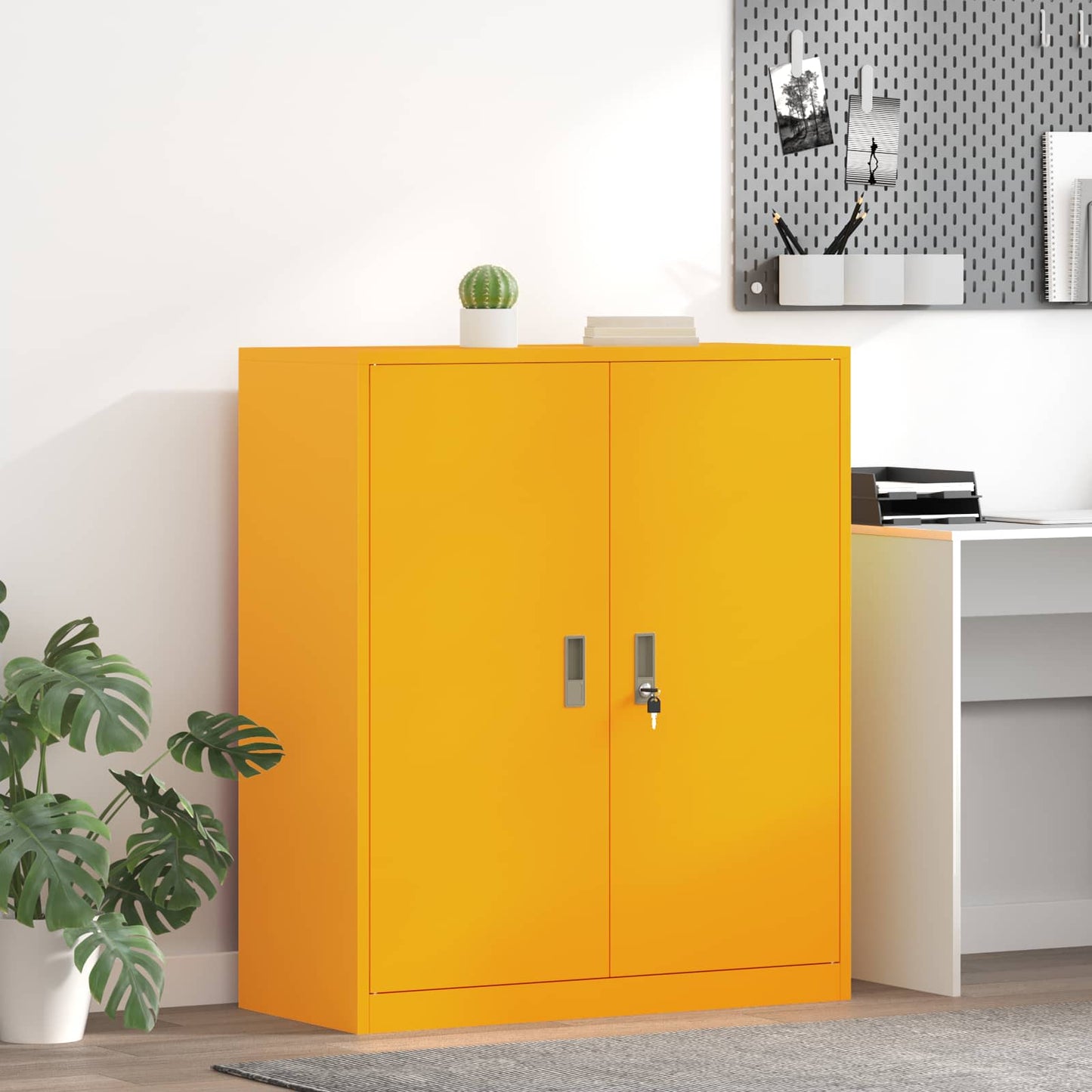 Opbergkast Mosterdgeel 90 x 40 x 105 cm Koudgewalst Staal