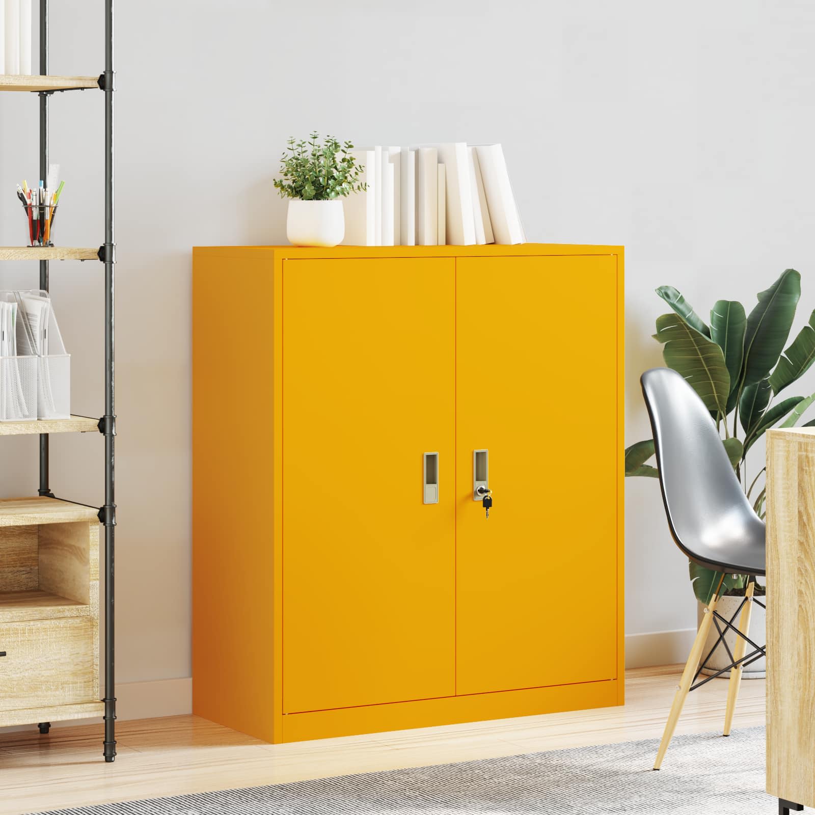 Opbergkast Mosterdgeel 90 x 40 x 105 cm Koudgewalst Staal