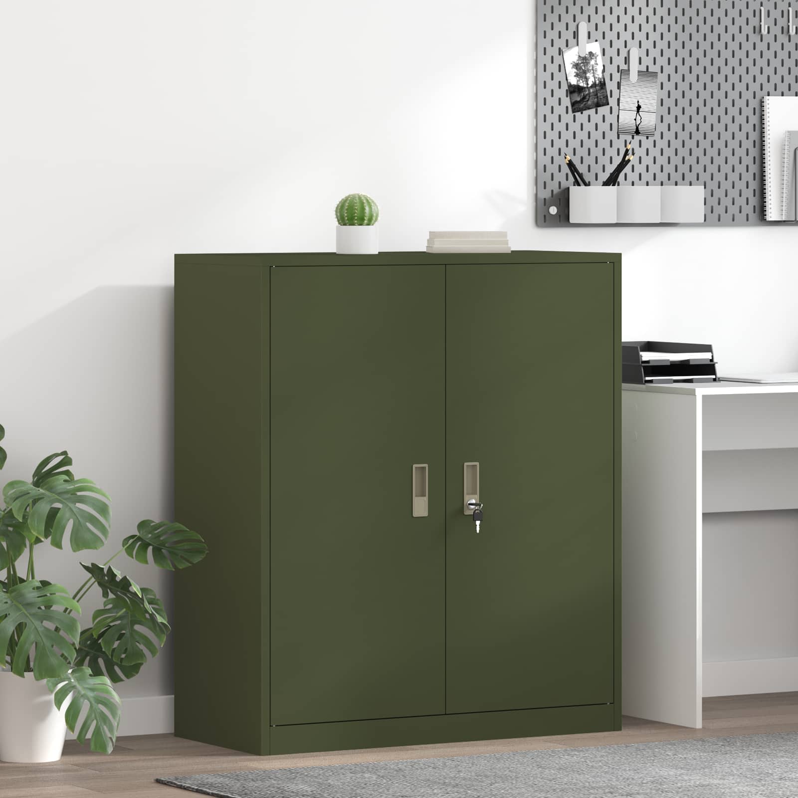 Opbergkast Olijf Groen 90 x 40 x 105 cm Koudgewalst Staal