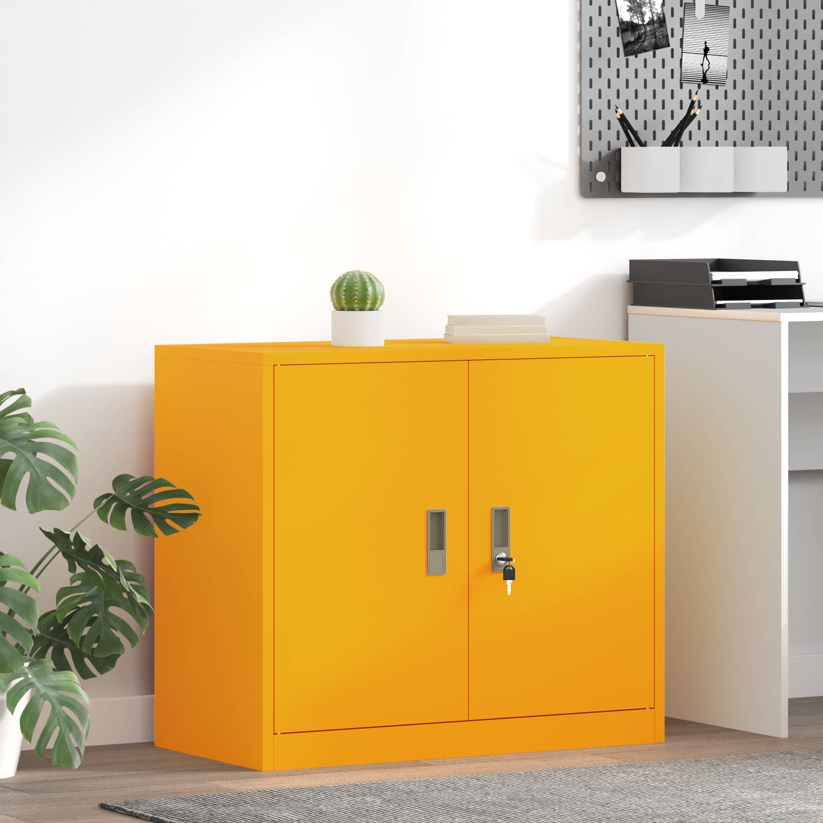 Opbergkast Mosterdgeel 80 x 40 x 70 cm Koudgewalst Staal