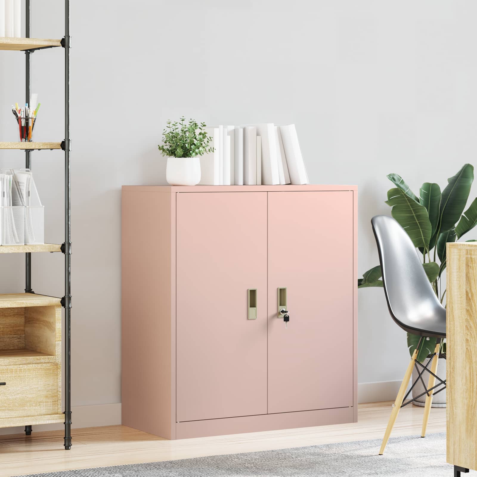 Opbergkast met opslag Roze 80 x 40 x 90 cm Koudgewalst Staal