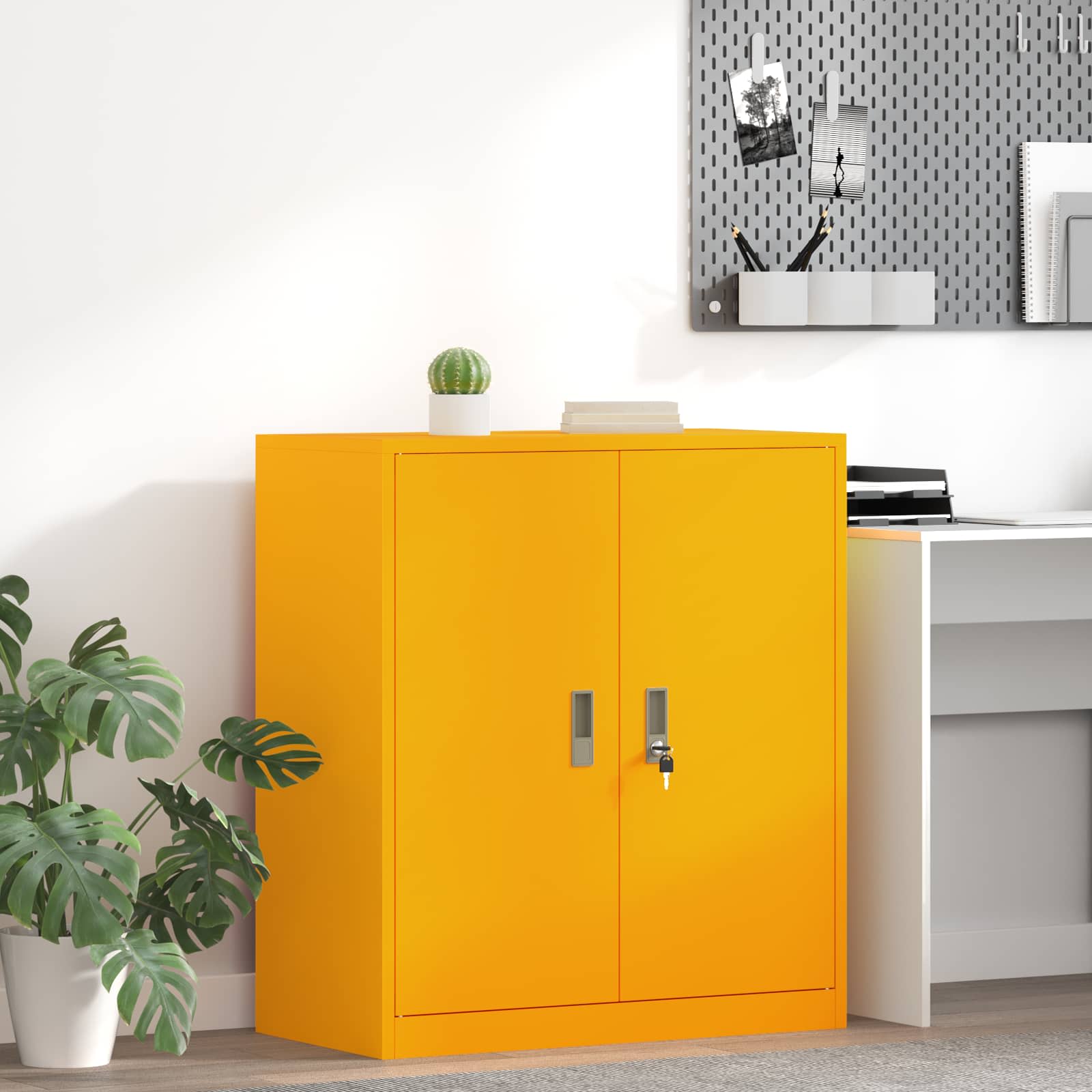Opbergkast Mosterdgeel 80 x 40 x 90 cm Koudgewalst Staal