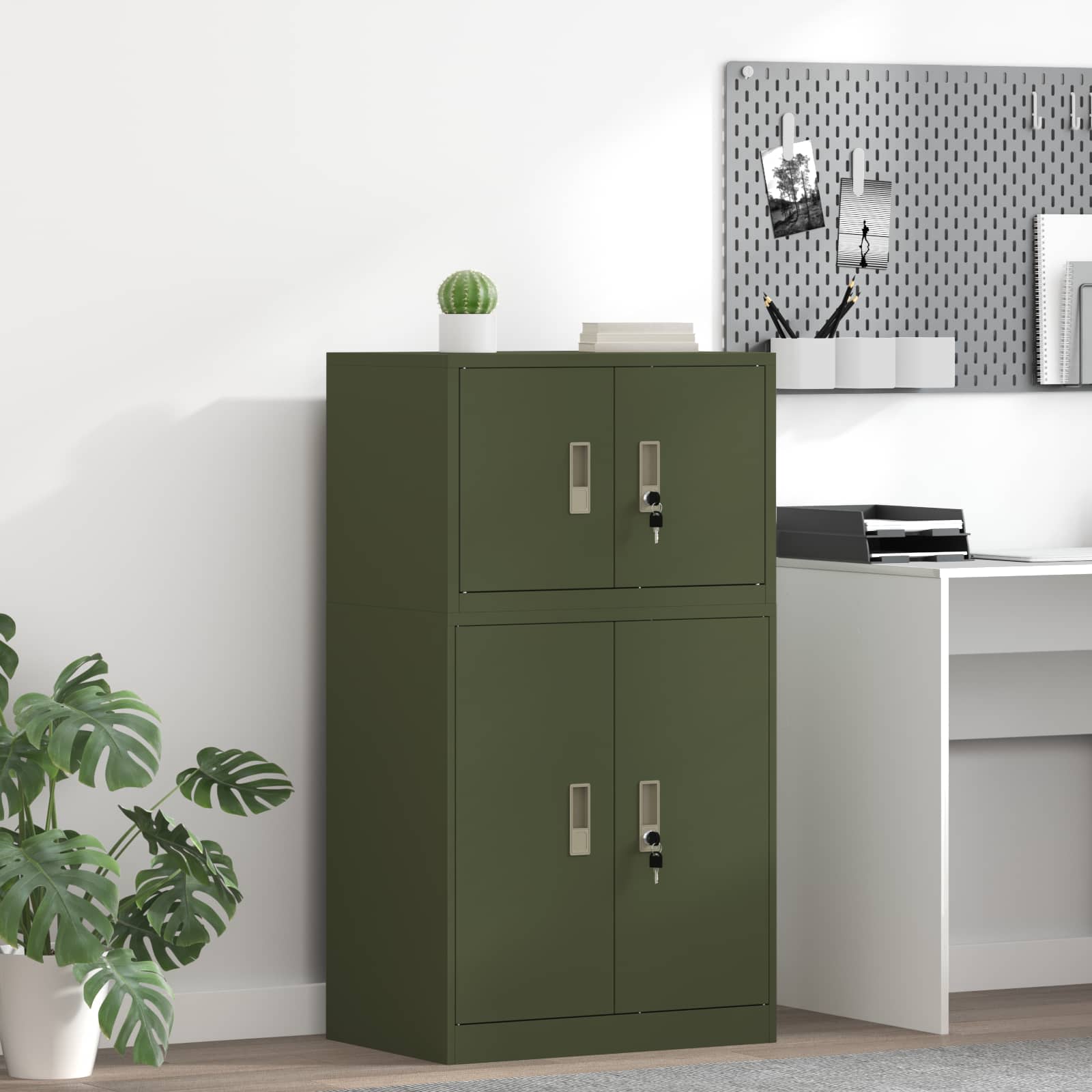 Opbergkast Olijf Groen 60 x 40 x 40 cm Koudgewalst Staal