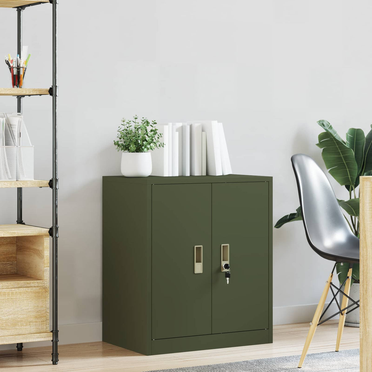 Opbergkast Olijf Groen 60 x 40 x 70 cm Koudgewalst Staal
