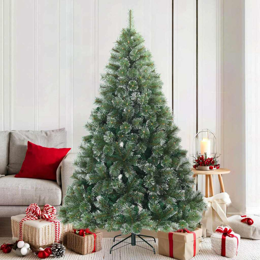 Moderne Kunststof Scharnierende Kerstboom Sneeuw Bedekt Wit