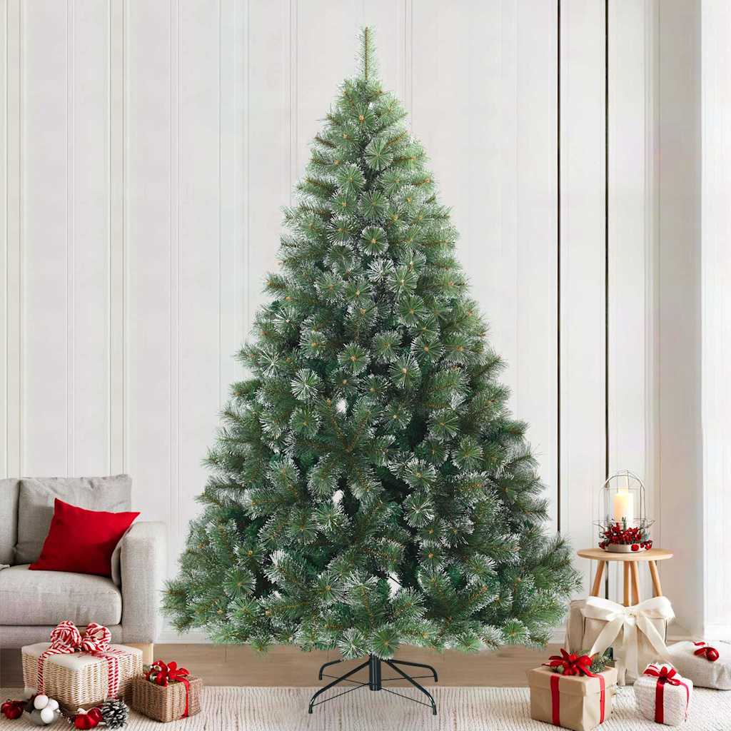 Kunst Kerstboom Met Geveerde Takken, Sneeuw Bedekt 240 cm