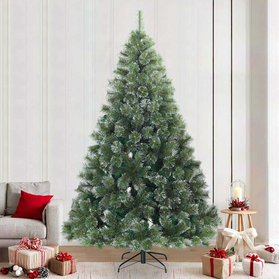 Kunst Kerstboom Met Geveerde Takken, Sneeuw Bedekt 240 cm