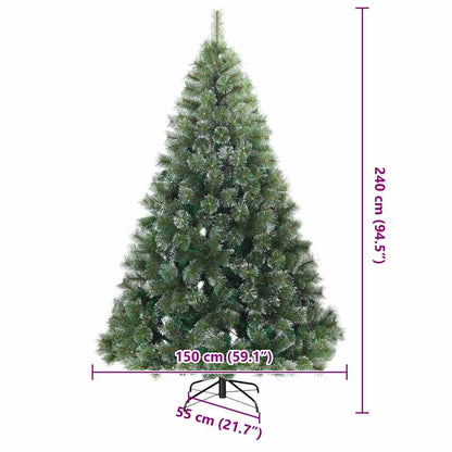 Kunst Kerstboom Met Geveerde Takken, Sneeuw Bedekt 240 cm