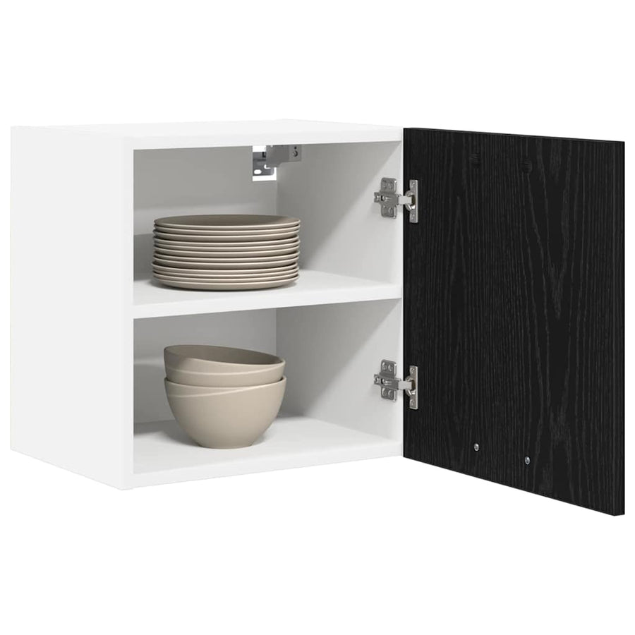 Hangkast Riga Zwarte Eik en Wit 40 x 31 x 40 cm Bewerkt hout