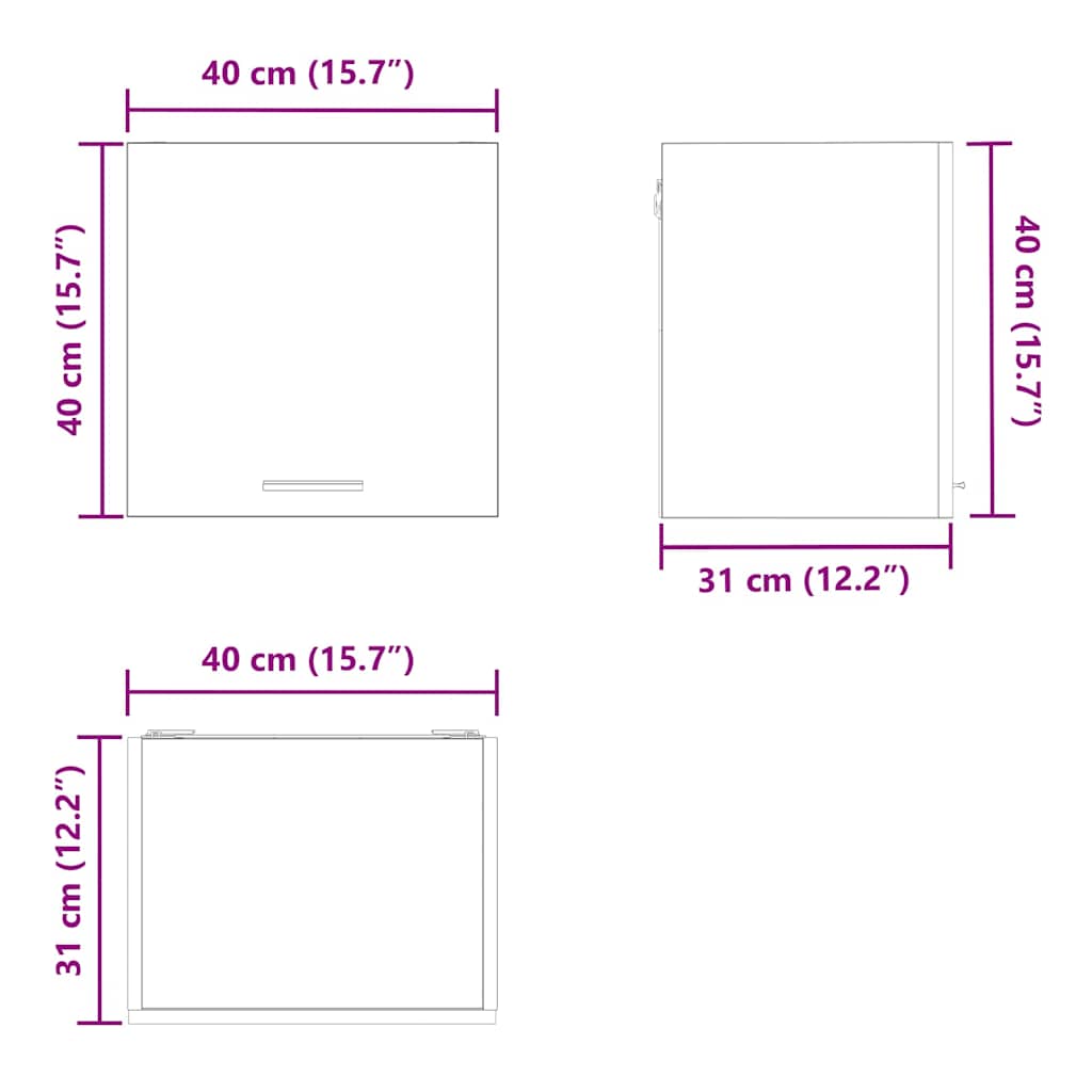 Hangkast met plank Riga 2 pcs Zwarte Eik en Wit 40 x 31 x 40 cm