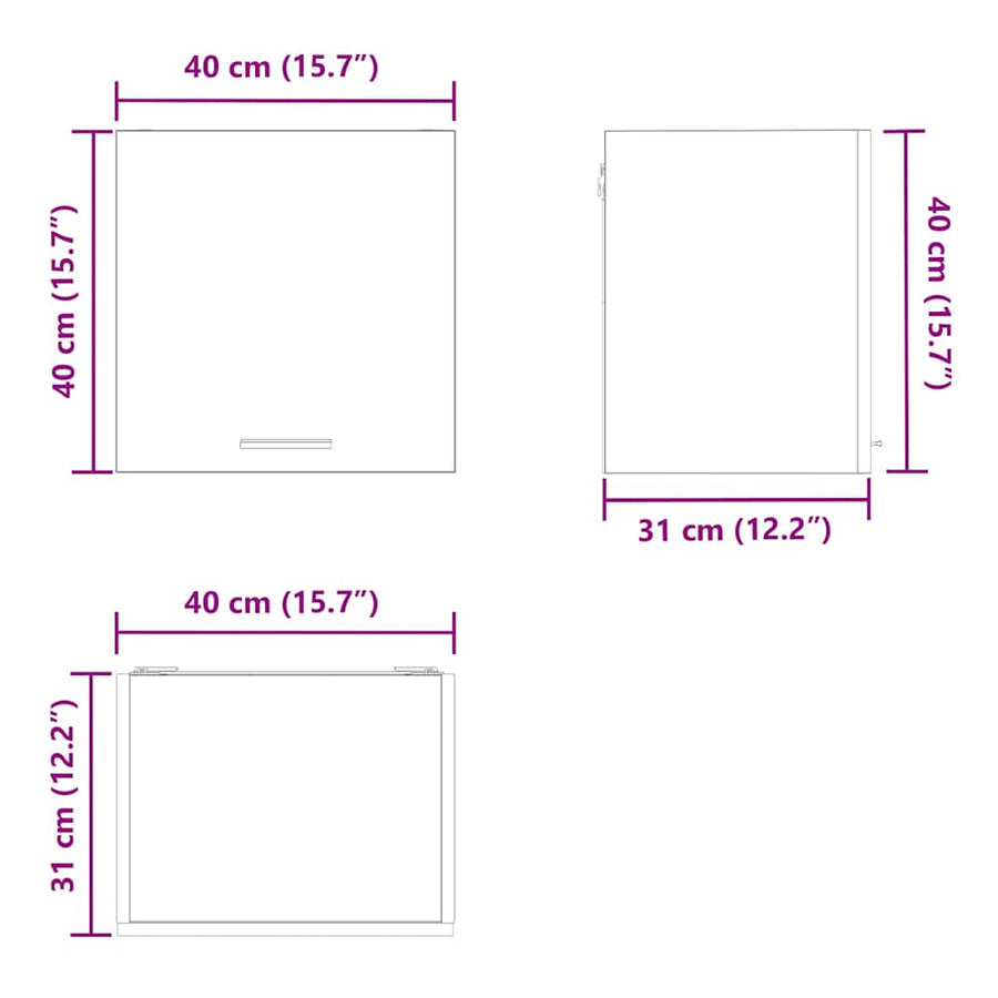 Hangkast met plank Riga 2 pcs Zwarte Eik en Wit 40 x 31 x 40 cm