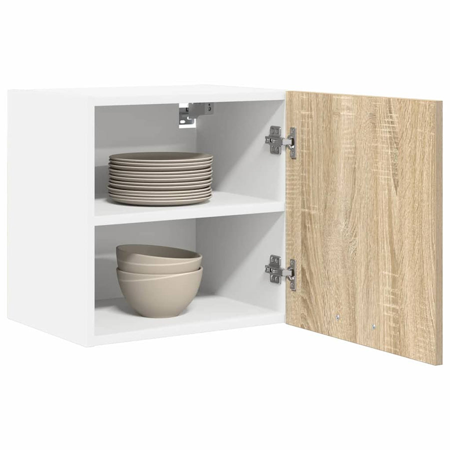 Hangkast met plank Riga 2 pcs Sonoma Eik en Wit 40 x 31 x 40 cm