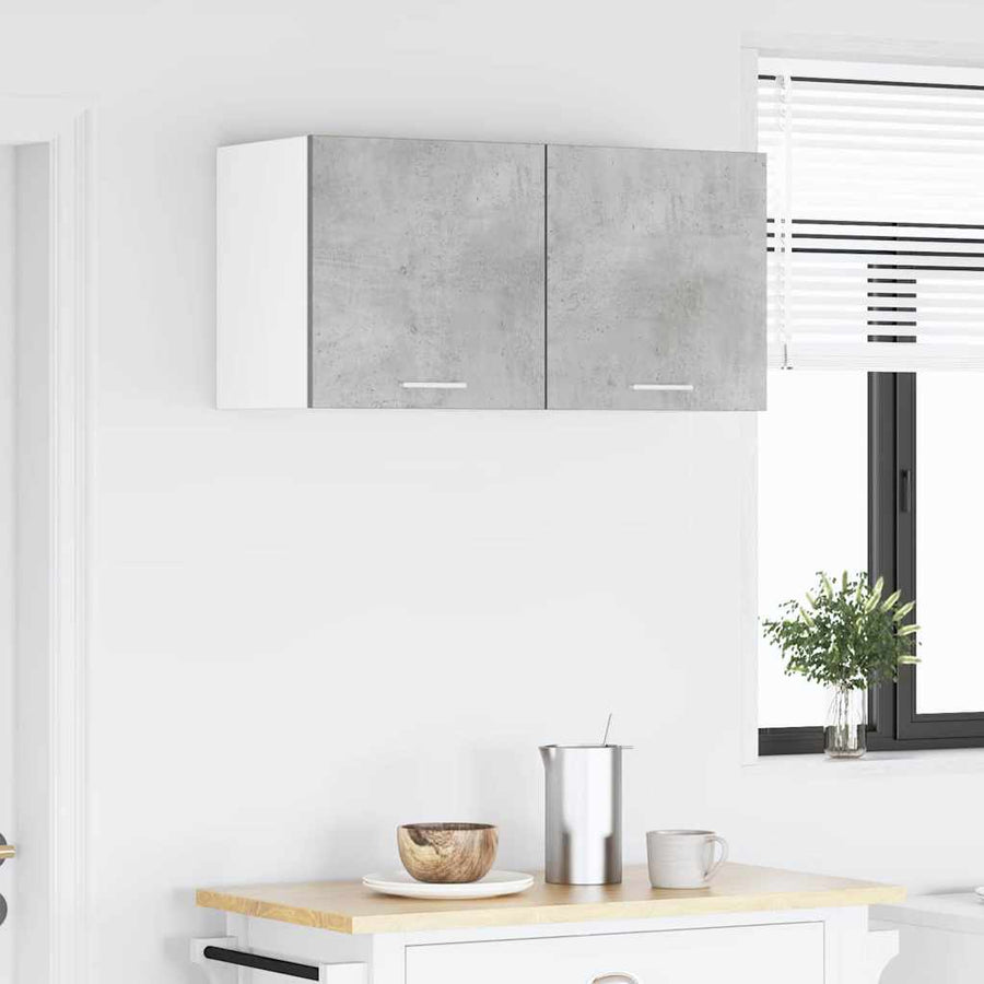 Hangkast Riga Beton Grijs en Wit 40 x 31 x 40 cm Bewerkt hout
