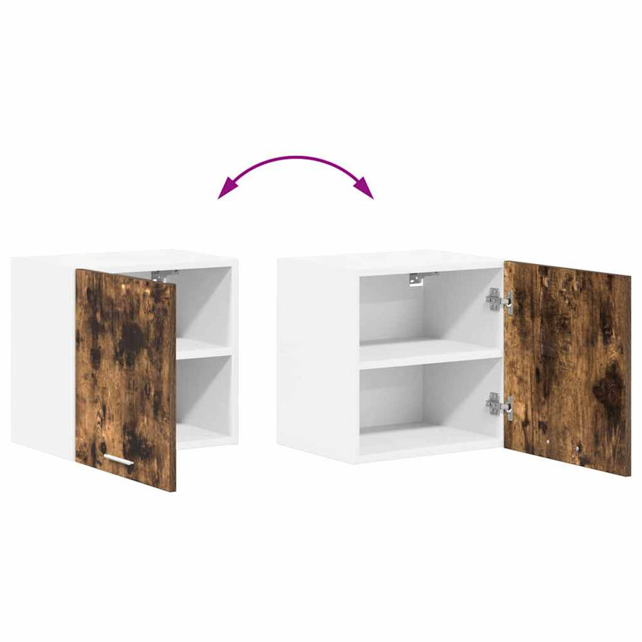 Hangkast Riga Gerookte Eik en Wit 40 x 31 x 40 cm Bewerkt hout