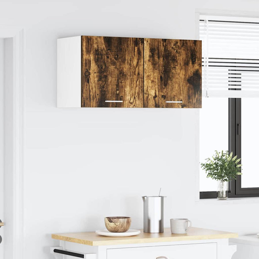Hangkast Riga 2 pcs Gerookte Eik en Wit 40 x 31 x 40 cm