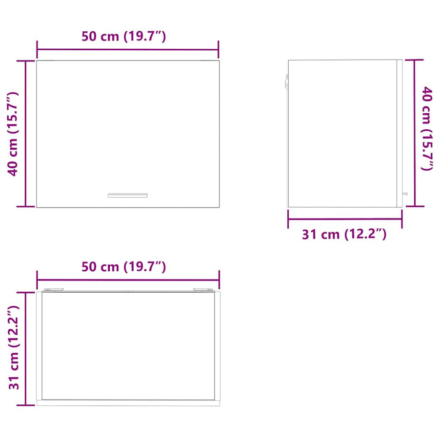 Hangkast Riga 2 pcs Beton Grijs en Wit 50 x 31 x 40 cm