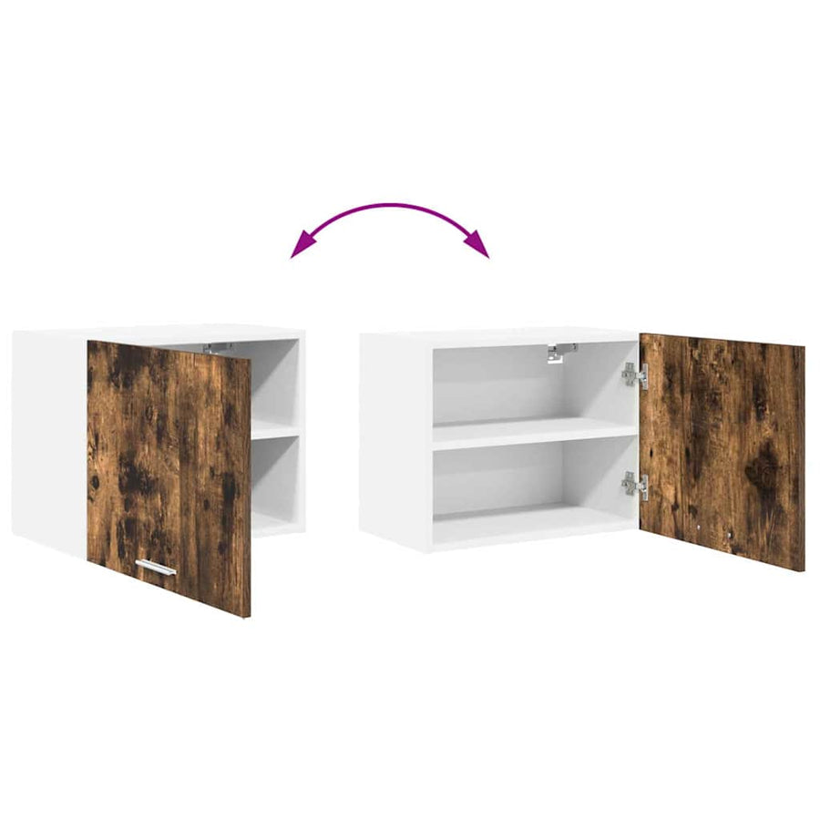 Hangkast Riga Gerookte Eik en Wit 50 x 31 x 40 cm Bewerkt hout