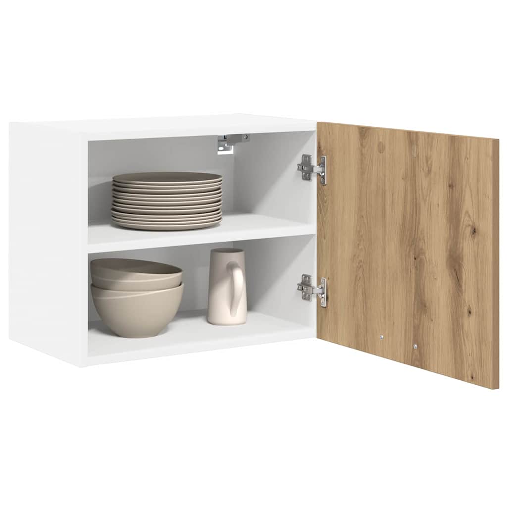 Hangkast Ambachtelijke Eik en Wit 50 x 31 x 40 cm Bewerkt hout
