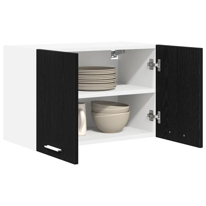 Hangkast Riga Zwarte Eik en Wit 60 x 31 x 40 cm Bewerkt hout
