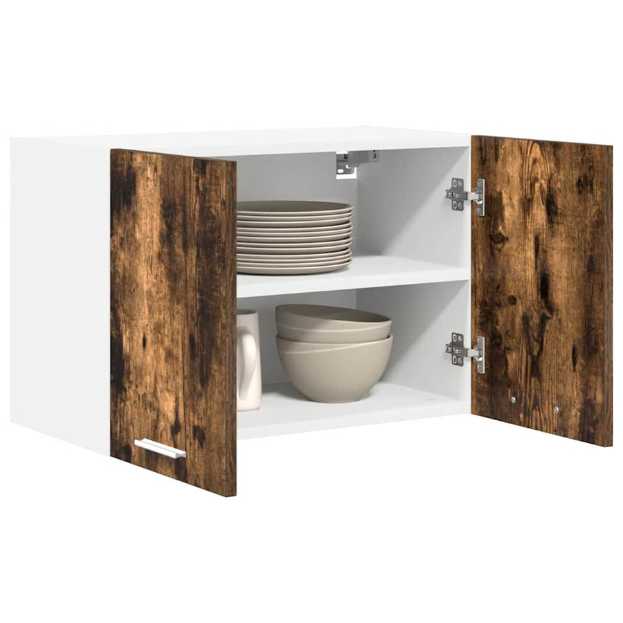 Hangkast Riga Gerookte Eik en Wit 60 x 31 x 40 cm Bewerkt hout