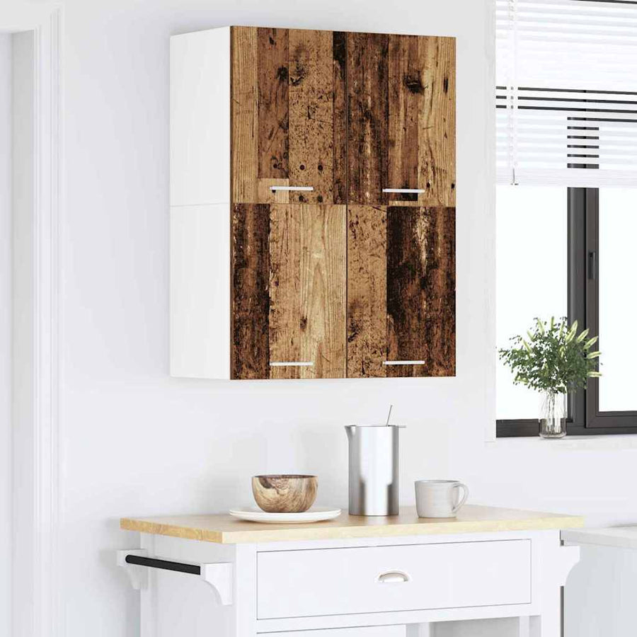 Hangkast Riga Oude Hout en Wit 60 x 31 x 40 cm Bewerkt hout