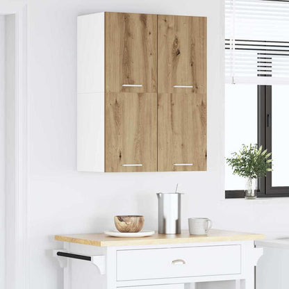 Hangkast Ambachtelijke Eik en Wit 60 x 31 x 40 cm Bewerkt hout