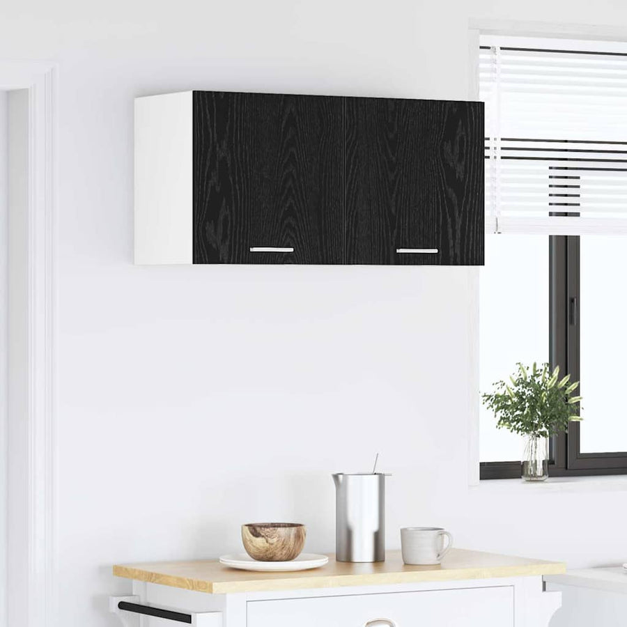 Hangkast Riga Zwart Eiken 80 x 31 x 40 cm Bewerkt hout