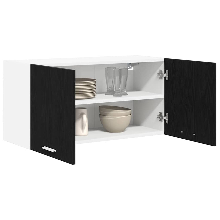 Hangkast Riga Zwart Eiken 80 x 31 x 40 cm Bewerkt hout