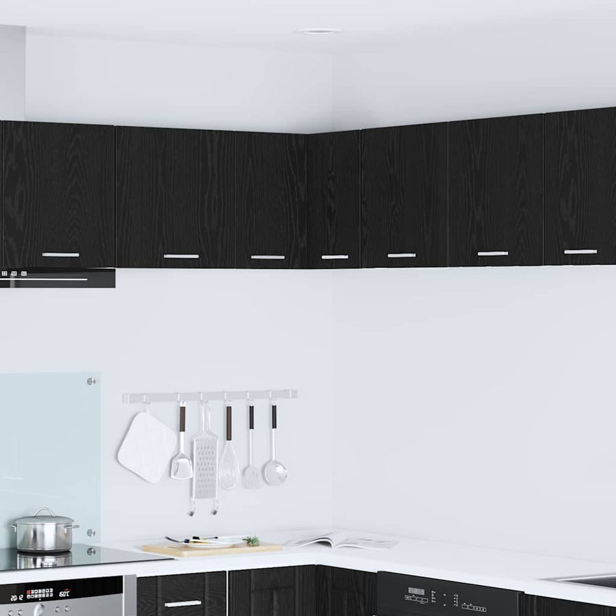 Hangkast Riga Zwarte Eik en Wit 57 x 57 x 40 cm Bewerkt hout