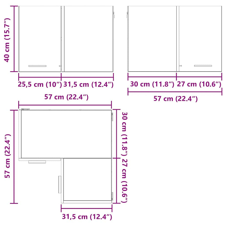Hangkast Riga Sonoma Eik en Wit 57 x 57 x 40 cm Bewerkt hout