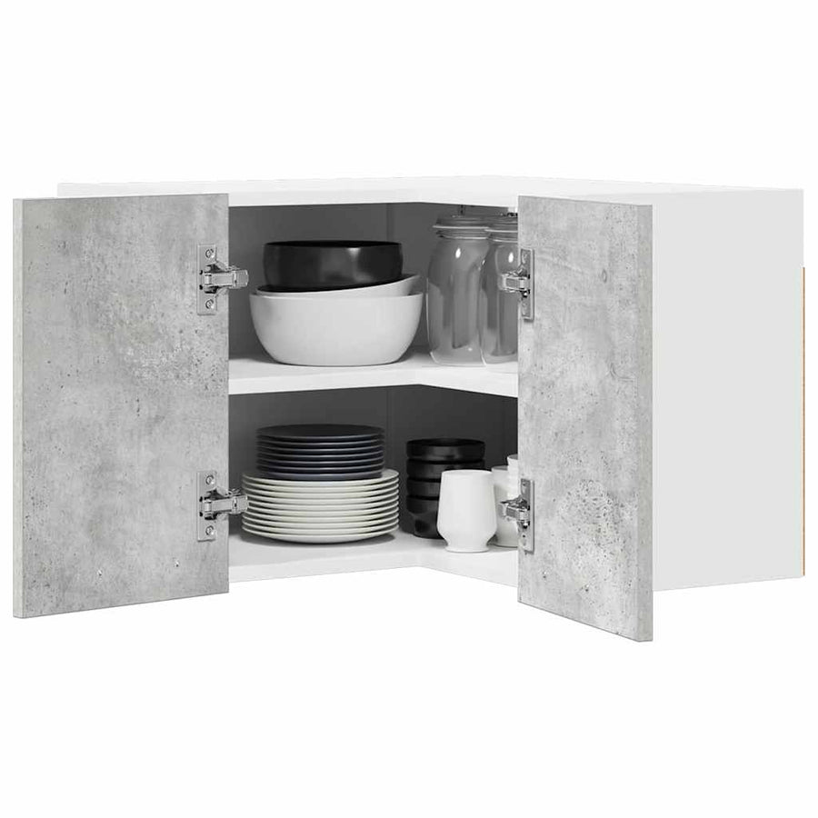 Hangkast Riga Beton Grijs en Wit 57 x 57 x 40 cm Bewerkt hout