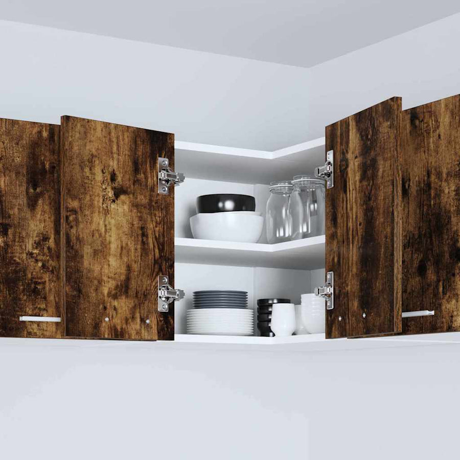 Hangkast Riga Gerookte Eik en Wit 57 x 57 x 40 cm Bewerkt hout