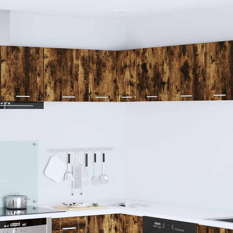 Hangkast Riga Gerookte Eik en Wit 57 x 57 x 40 cm Bewerkt hout