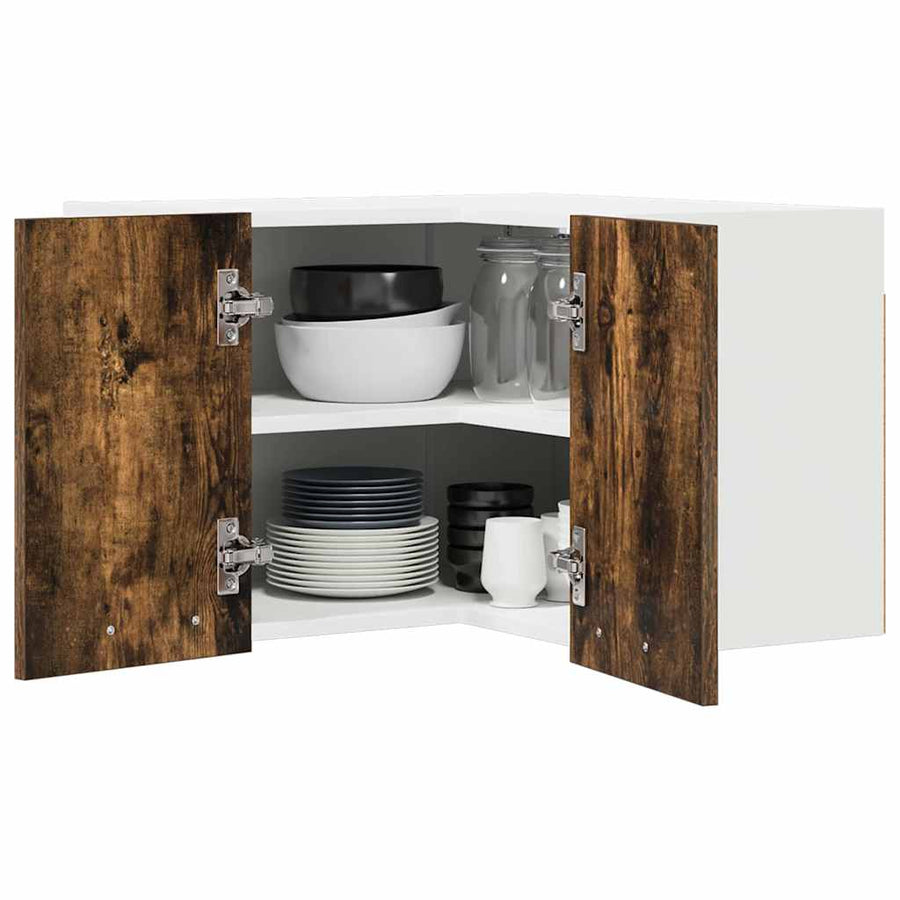 Hangkast Riga Gerookte Eik en Wit 57 x 57 x 40 cm Bewerkt hout