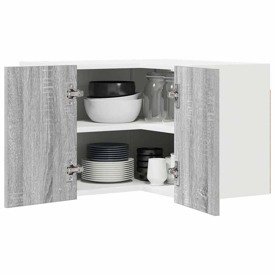 Hangkast Riga Grijs Sonoma en Wit 57 x 57 x 40 cm Bewerkt hout