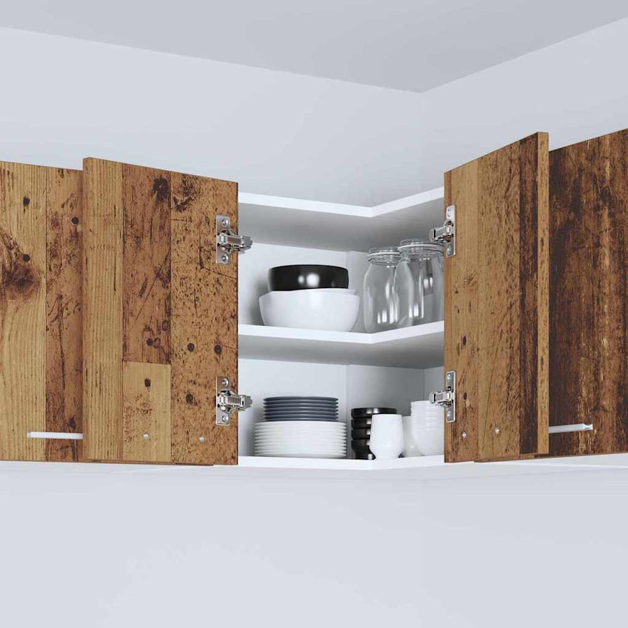 Hangkast Riga Oude Hout en Wit 57 x 57 x 40 cm Bewerkt hout