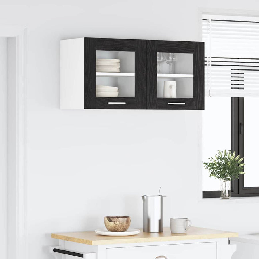 Hangkast Riga 2 pcs Zwart Eiken 40 x 31 x 40 cm Bewerkt hout