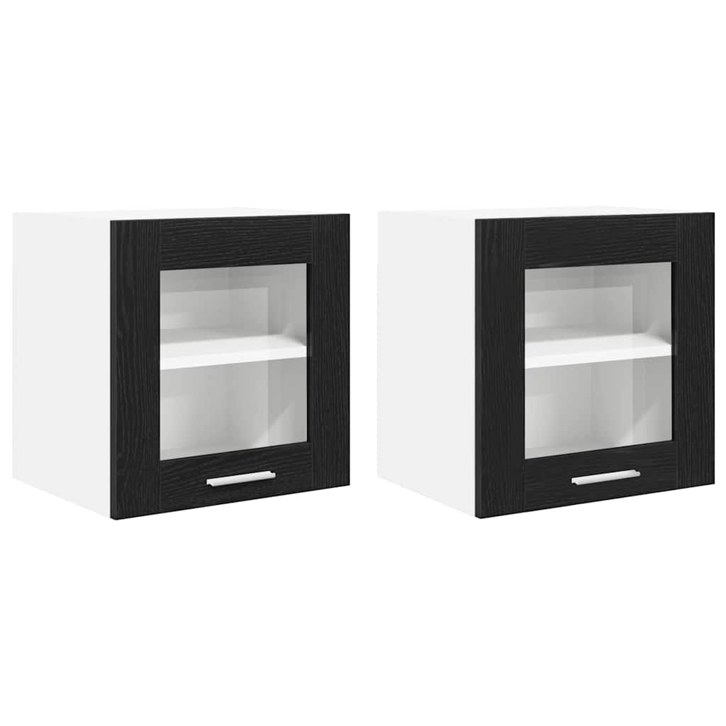 Hangkast Riga 2 pcs Zwart Eiken 40 x 31 x 40 cm Bewerkt hout