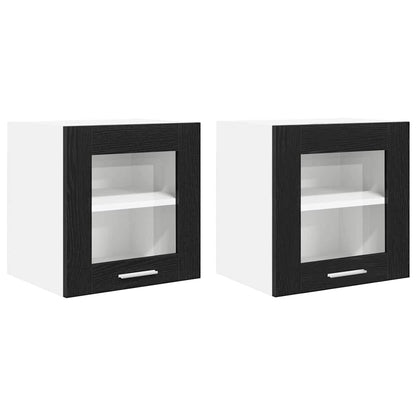 Hangkast Riga 2 pcs Zwart Eiken 40 x 31 x 40 cm Bewerkt hout