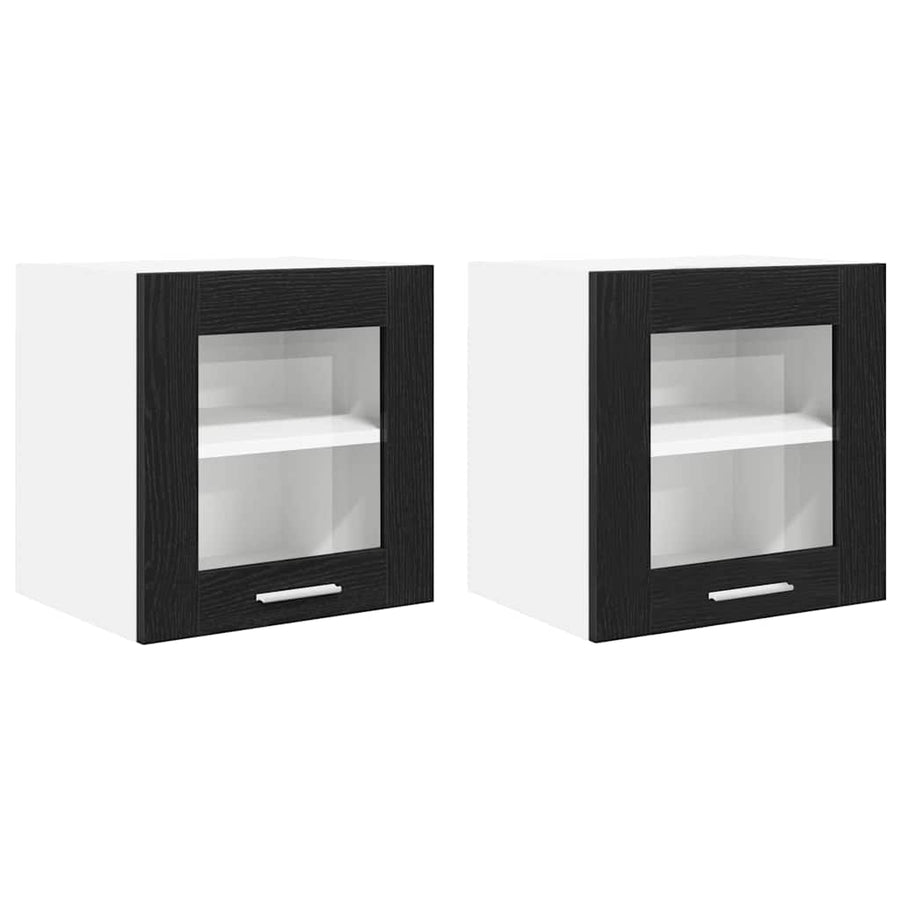 Hangkast Riga 2 pcs Zwart Eiken 40 x 31 x 40 cm Bewerkt hout